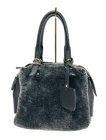 【中古】Lisa Conte リサコンテ ハンドバッグ ムートン ボア ブラック グレー ショルダー欠品