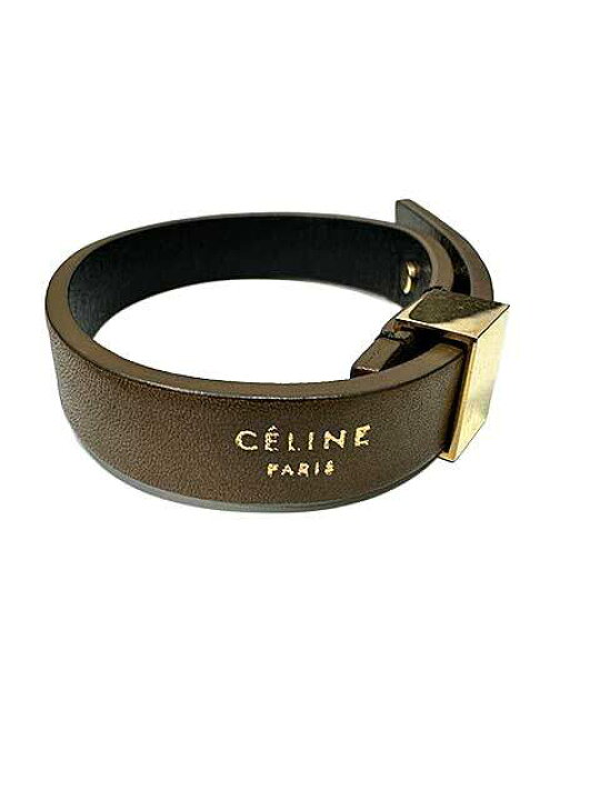 楽天市場】【中古】CELINE セリーヌ レザーブレスレット カーキ 