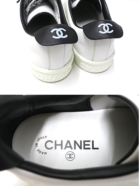 【中古】CHANEL シャネル 靴 レディース スニーカー ロゴ ココマーク ホワイト レザー 送料無料 サイズ39 | リサイクルブティックABC