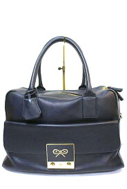 【中古】Anya Hindmarch アニヤハインドマーチ　バッグ レディース　斜めがけ　ブラック　本革　2WAYバッグ　2114030-99