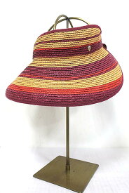 【中古】HELEN KAMINSKI ヘレンカミンスキー 帽子 ピンク ラフィア 春夏 サンバイザー 服飾小物