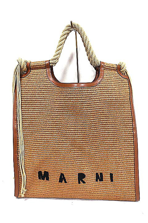 楽天市場】【中古】MARNI マルニ バッグ ラフィア ハンドバッグ ロゴ 