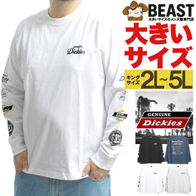 ジェニュイン ディッキーズ(GENUINE DICKIES) 長袖Tシャツ メンズ 大きいサイズ 袖 ロゴ プリント クルーネック カットソー 長袖 Tシャツ ブランド ラインプリント ロングTシャツ ロンT ポケット 白 黒 コットン 綿100％ ストリート系 ワークマン プラス