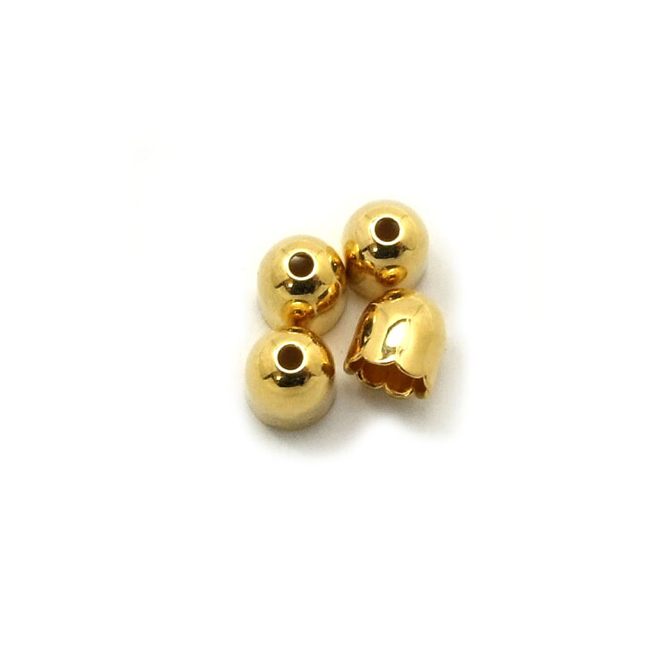 楽天市場】【4ヶ入】6mm花キャップG(ゴールド) アクセサリーパーツ 