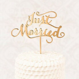 木製【Just Married】結婚しました！結婚式 ウエディング ブライダル ウエディングケーキ に☆ ケーキトッパー パーティーの写真撮影に ケーキ 飾り デコレーション 記念写真 イベント 誕生日 メモリアル 主役に お祝い ガーランド 夫婦