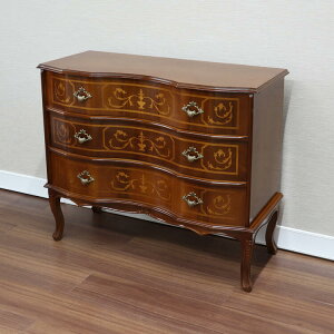 TAROCCO VACCARI 3段チェストタロッコ ブラウン クラシック アンティーク シンプル チェスト おしゃれ かわいい 3段 北欧 木 木製 象嵌 猫脚 箪笥 収納 イタリア製 イタリア家具 輸入家具 送料無料