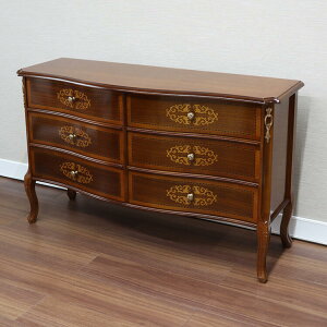 TAROCCO VACCARI ワイドチェストタロッコ ブラウン クラシック アンティーク シンプル チェスト おしゃれ かわいい 3段 北欧 木 木製 象嵌 猫脚 箪笥 収納 完成品 イタリア製 イタリア家具 輸入家