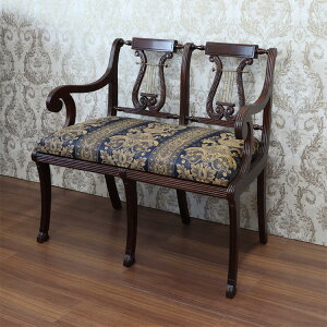 ポイント10倍SALEバリーウィリアム ハープチェアマホガニー クラシック アンティーク チェア ソファ ベンチ シンプル インテリア ディスプレイ おしゃれ かわいい 2人掛け 椅子 北欧 収納 木