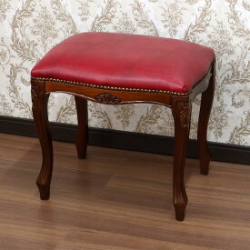 ポイント10倍SALEイタリア製 レザースツール 合皮アンティーク クラシック レザー レッド イタリア インテリア ショップ おしゃれ かわいい 足置き 猫脚 革 四角 玄関 木 木製 北欧 送料無料RE2-RER509