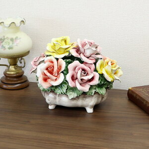 イタリア製 陶花ハンドメイド オブジェ クラシック アンティーク エレガント インテリア ディスプレイ ショップ ギフト プレゼント おしゃれ かわいい 贈り物 お祝い 花 母の日 結婚祝い 誕