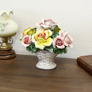 イタリア製 陶花ハンドメイド オブジェ クラシック アンティーク エレガント インテリア ディスプレイ ショップ ギフト プレゼント おしゃれ かわいい 贈り物 お祝い 花 母の日 結婚祝い 誕