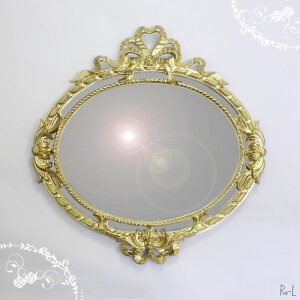 イタリア製 ウォールミラー アンティークゴールドイタリア ミラー クラシック ゴールド リボン ディスプレイ ショップ ギフト プレゼント おしゃれ かわいい 玄関 壁掛け 鏡 楕円 北欧 姫 姫