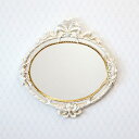 ポイント10倍SALEイタリア製 ウォールミラーイタリア リボン ミラー クラシック アイボリー ホワイト ゴールド ディスプレイ ショップ ギフト プレゼント おしゃれ かわいい 玄関 壁掛け 鏡 楕円 北欧 姫 姫系 輸入雑貨 送料無料REG1-C493/84196