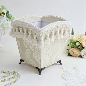 ジェニファーテイラー 脚付きダストボックスレオーネシリーズ アイボリー Jennifer Taylor ゴミ箱 小物入れ アメリカ おしゃれ かわいい クラシック アンティーク リボン プレゼント ギフト タ