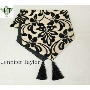 Jennifer Taylor Yorkeジェニファーテイラー テーブルランナー 120cmテーブルセンター クラシック エレガント タッセル プレゼント ギフト ダマスク柄 おしゃれ かわいい 姫系 姫 黒 北欧 送料無料RE