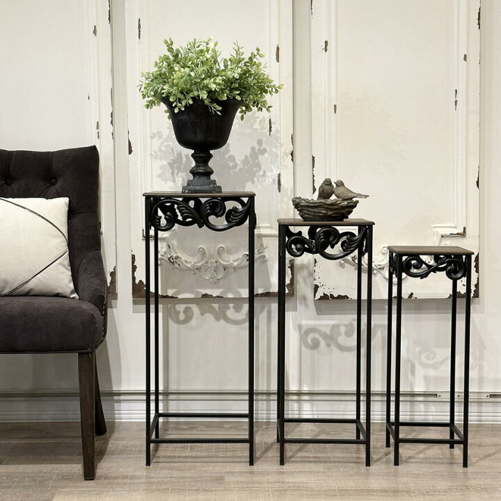 楽天市場】Wrought Iron アイアン サイドテーブル 3点セットインテリア 