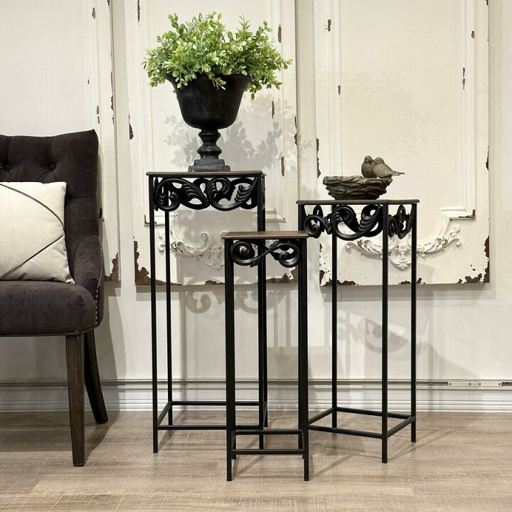 楽天市場】Wrought Iron アイアン サイドテーブル 3点セットインテリア 