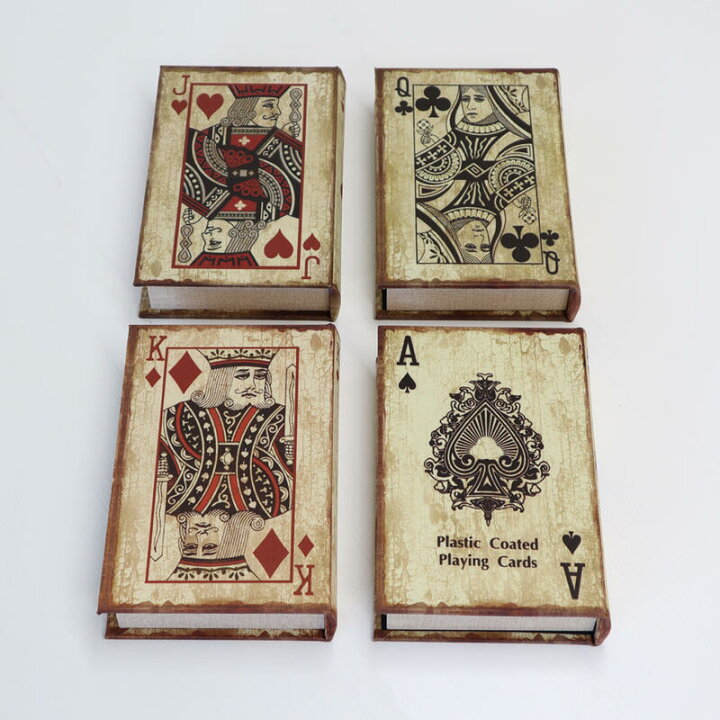 楽天市場 シークレットブックボックス 4pセット トランプ柄 Lサイズインテリア クラシック アンティーク シャビー フレンチ オブジェ インテリア ブックボックス プレゼント ギフト おしゃれ かわいい 小物入れ 蓋付き 箱 本型 洋書 北欧 収納 送料無料rebb Re