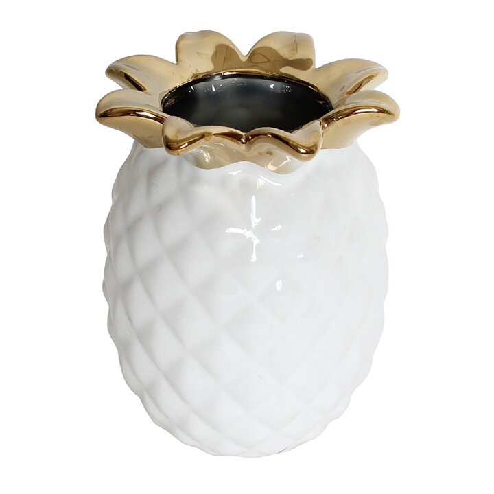 楽天市場 パイナップルベース ホワイト ゴールドおしゃれ かわいい シンプル インテリア オブジェ フラワーベース プレゼント ギフト 陶器 北欧 玄関 花瓶 白 贈り物 輸入雑貨rean 1743 Re Lshop リエルショップ