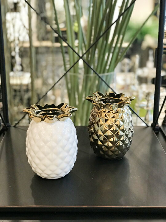 楽天市場 パイナップルベース ホワイト ゴールドおしゃれ かわいい シンプル インテリア オブジェ フラワーベース プレゼント ギフト 陶器 北欧 玄関 花瓶 白 贈り物 輸入雑貨rean 1743 Re Lshop リエルショップ