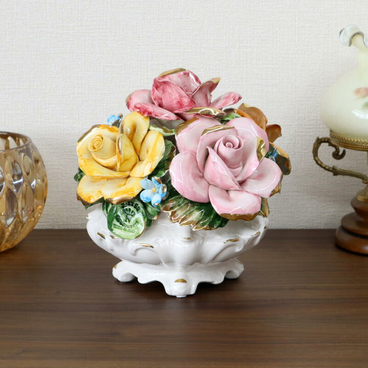 楽天市場】イタリア製 陶花ハンドメイド オブジェ クラシック 