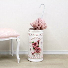 イタリア製 陶花 アンブレラスタンドレインラック ピンク インテリア プレゼント ギフト おしゃれ かわいい お祝 贈り物 傘立て 陶器 花柄 北欧 送料無料RE81424