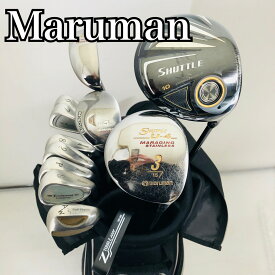 【中古】キャディバッグ付 Maruman マルマン SHUTTLE シャトル メンズ ゴルフセット ゴルフクラブセット セット 初心者 入門 フルセット 右利き パター付 安価　11Y-34