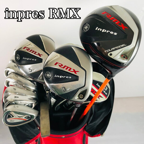 【保証付】【中古】キャディバッグ付 YAMAHA ヤマハ inpres RMX インプレス SRIXON GiE スリクソン ゴルフクラブ フルセット ゴルフセット クラブセット メンズ 初心者 入門 右利き パター付 安価  86Y-44
