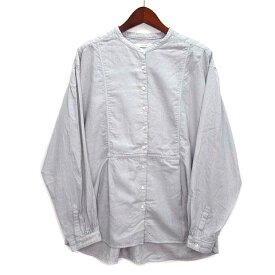 【中古】イクナ IKKUNA スズキタカユキ 2022SS ファーマーズ ブラウス farmers blouse バンドカラー シャツ 長袖 221003B グレー 1 レディース 【ベクトル 古着】 230406