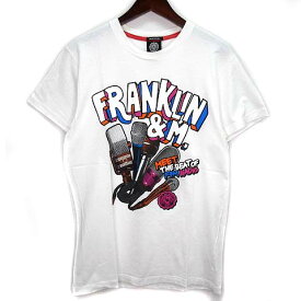 【中古】フランクリン&マーシャル FRANKLIN&MARSHALL F&M RADIO マイク ロゴ プリント Tシャツ カットソー 半袖 ホワイト 白 M イタリア製 メンズ 【ベクトル 古着】 230419