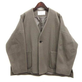 【中古】ネストローブ nest Robe ウール モッサー ジャケット ノーカラー 01204-1036 2020AW モカ F レディース 【ベクトル 古着】 231214