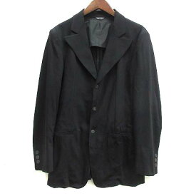 【中古】エンポリオアルマーニ EMPORIO ARMANI ピークドラペル ジャケット トロピカル ウール 3B ブラインドホックボタン ブラック 黒 44 メンズ 【ベクトル 古着】 231226