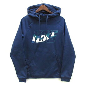 【中古】ナイキ NIKE サーマ DZL プルオーバー フーディ ロゴ パーカー 裏起毛 Dri-FIT ネイビー 紺 S CK0914-410 メンズ 【ベクトル 古着】 240117