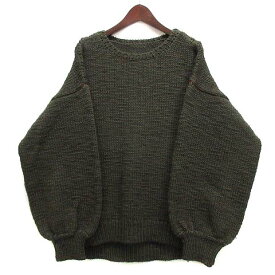 【中古】スズキ タカユキ suzuki takayuki バルーンスリーブ プルオーバー ニット セーター balloon-sleeve pullover A221-14 カーキ 日本製 レディース 【ベクトル 古着】 240221