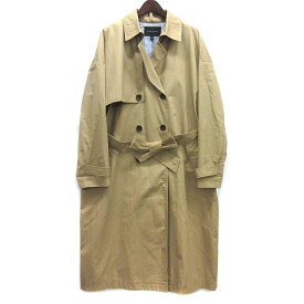 【中古】バナナリパブリック BANANA REPUBLIC ドロップショルダー トレンチコート 裏ギンガムチェック ベージュ L 2021SS レディース 【ベクトル 古着】 240410