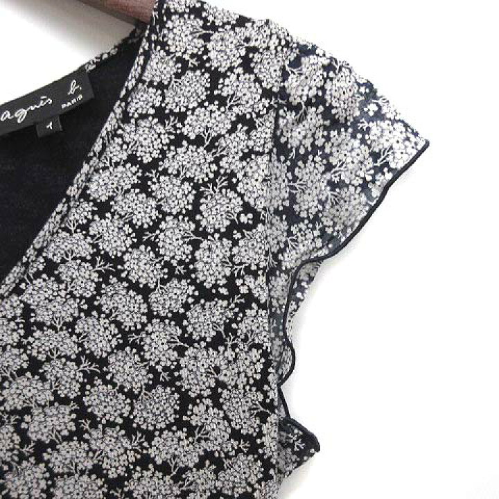 アニエスベー ☆ 小花柄 Vネック ロングワンピース 1 長袖 agnes b  