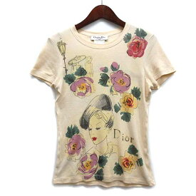 【中古】クリスチャンディオール Christian Dior ジョンガリアーノ期 フラワー プリント Tシャツ 生成り 5A16155202 レディース 【ベクトル 古着】 240422