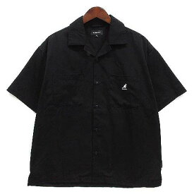 【中古】カンゴール KANGOL オープンカラー シャツ 半袖 ワンポイント ブラック 黒 M KPMC-10174 メンズ 【ベクトル 古着】 240515