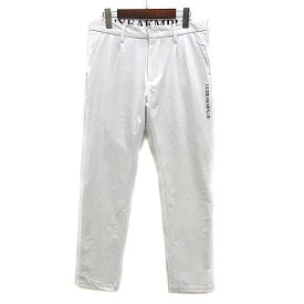 【中古】リュクスエイケイエムプラス LUXEAKMPLUS サイドロゴ ツータック スラックス パンツ BASIC SLACKS ホワイト 白 L ゴルフウェア メンズ 【ベクトル 古着】 250430