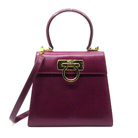【中古】サルヴァトーレ フェラガモ Salvatore Ferragamo ガンチーニ 2WAY ハンドバッグ ボックスカーフ レザー バーガンディ レディース 【ベクトル 古着】 250531