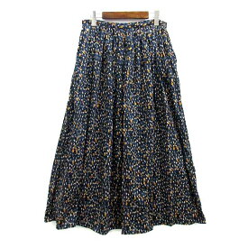 【中古】トゥジュー TOUJOURS VINTAGE FLOWER PRINT オーガニックコットン ヴィンテージフラワー プリント スカート ロング ネイビー 紺 2 レディース 【ベクトル 古着】 250708