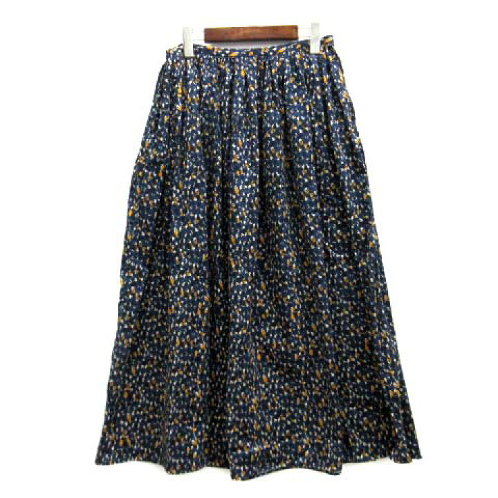 トゥジュー TOUJOURS 天然染めフラワープリントスカート 2｜インディゴ  