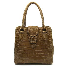 【中古】ハマノ HAMANO 濱野皮革工藝 クロコダイル ハンドバッグ マット ブラウンベージュ 美品 【ベクトル 古着】 250801