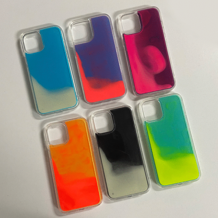 楽天市場】iPhone12 シリーズ サンドケース 液体 蛍光色 砂 光る