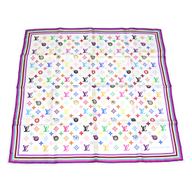 Louis Vuitton ルイヴィトン アイラブモノグラム スカーフ モノグラムマルチカラー 村上隆 シルク100％ M71917 66cm×68.5cm 小物 アパレル おしゃれ ブランド ブランド品 送料無料 【中古】