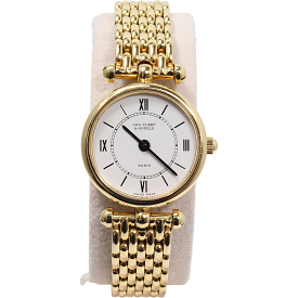 半年保証 Van Cleef & Arpels. ヴァンクリーフ＆アーペル ラ・コレクション K18YG 122901 白文字盤 18金 腕周り15cm クオーツ 腕時計 レディース アクセサリー ジュエリー ブランド ブランド時計 おしゃれ レディース 母の日 誕生日 プレゼント 送料無料 【中古】