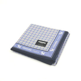 当店でのお買物でSPUトータルP10倍～メール便対応OK【売れ筋】【ポイント消化】【未使用ハンカチ】【大処分】renomaレノマハンカチ【ブルー系】