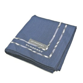 当店でのお買物でSPUトータルP10倍～メール便対応OK【売れ筋】　【限定1枚】【未使用ハンカチ】BURBERRY ハンカチ【ネイビー系】
