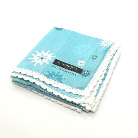 当店でのお買物でSPUトータルP10倍～メール便対応OK【売れ筋】　【限定1枚】【未使用ハンカチ】BURBERRY ハンカチ【ブルー系】