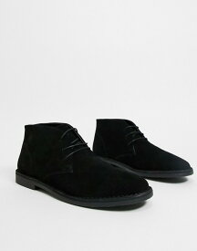エイソス メンズ ブーツ・レインブーツ シューズ ASOS DESIGN desert boots in black suede Black